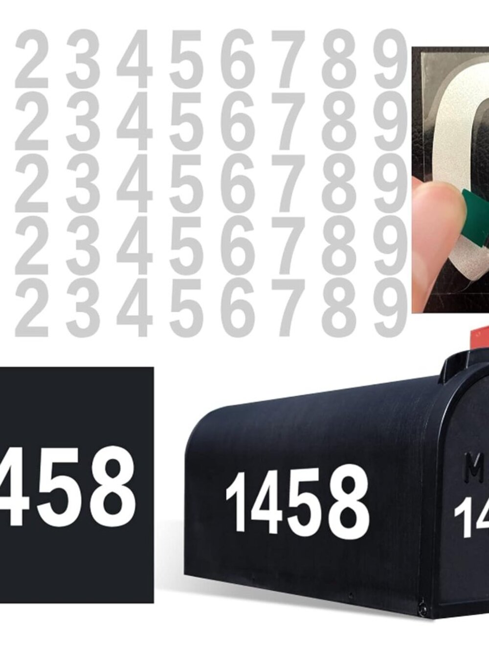1.5 inch Mailbox Numbers for Outside, 50 Pcs Reflective Number Stickers with Sti